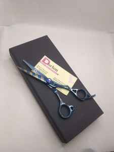 6.5 "professionnel coupe de cheveux ciseaux de barbier en acier inoxydable Logo personnalisé bleu Plasma rasoir bord coupe de cheveux ciseaux pour Salon de coiffure - Product Image 3