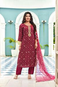 Dernier pantalon en soie de viscose Organza Dupatta Mousseline Bandhani avec broderie et Gota Patti Work pour la collection Mariages - Product Image 3