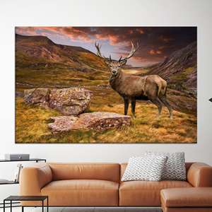 Lienzo Impreso: Arte Mural con Estampado Animal y Gráfico de Cuerno de Ciervo, Lienzo Enrollado - Product Image 1