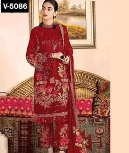 Setelan pakaian wanita Muslim, setelan bekerja dan urutan, Salwar Kameez, pakaian etnik India, Georgette berat dengan bordir Berat