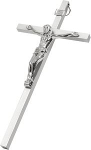 Cruz y crucifijo católico de Metal plateado para decoración de Iglesia adorno religioso colgante de pared cristiano para exhibición de Altar de iglesia en casa - Product Image 5