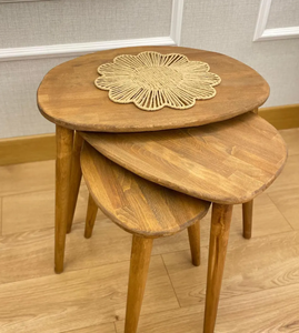 Table imbriquée ovale en bois de luxe, moderne et élégante pour le salon, la maison, le bureau ou l'hôtel - Product Image 1