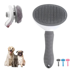 <b>Button</b> Self-Cleaning Comfort Needle Massage Comb Anti-Static Beauty Hair Brush for Cats <b>Dogs</b> Self-Cleaning Pet Grooming - Product Image 1