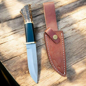 Couteau de chasse artisanal en acier D2, manche en bois de cerf et corne de buffle, bushcraft en plein air - Product Image 3