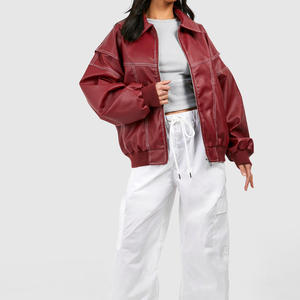 Veste en cuir style streetwear pour femme, en cuir de vache véritable, durable, design personnalisé, fermeture éclair, vestes d'hiver - Product Image 5