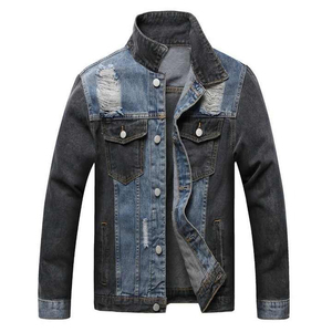 Veste en jean pour homme avec logo personnalisé, saison hivernale, broderie, boutons sur le devant, 100% coton, imperméable, respirant, service OEM, style décontracté - Product Image 1
