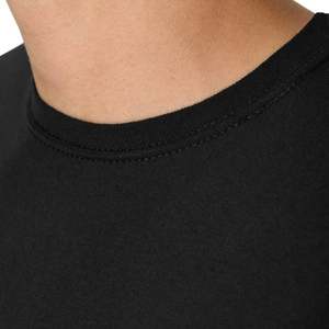 เสื้อยืดคอกลมสำหรับผู้ชายผู้หญิงเสื้อยืดผ้าฝ้ายสีพื้นแขนสั้นระบายอากาศได้สีขาวดำ - Product Image 2