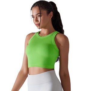 Solid Power Flex Cropped Crop Tank Top Mujeres con Pad Gym Women's Ribbed Tank Top Crop Tops Camisetas para mujeres - Product Image 1