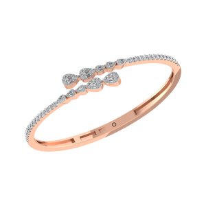 14K Solid Rose Gold Open <b>Bangle</b> <b>Bracelet</b> Lab Grown Diamond 1.39 Carat 82 Stones Luxury <b>Fine</b> Jewelry Featuring Pear Cluster - Product Image 1