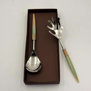 Handmade Stainless Steel Salad Server Set of 2 with Resin Handle Shiny Polish Finish Used for <b>Home</b> Hotel Bar and Restaurant - Product Image 5