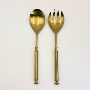 ชุดที่ตักสลัดสแตนเลสเคลือบทอง ดีไซน์สวยงาม ด้ามจับทรงกลม สำหรับโต๊ะอาหาร - Product Image 1