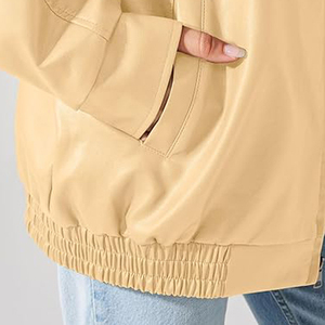 Personnalisé 2024 femmes peau de mouton cuir surdimensionné hiver mode veste respirant coupe-vent écologique broderie décorée - Product Image 5