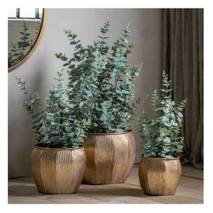 Juego de Macetas de Metal Dorado de Nuevo Diseño con Diseño de Onda Vertical, Elegante Soporte para Plantas de Interior y Macetas para Sala de Estar y Oficinas - Product Image 5