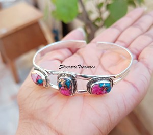 กำไลสีชมพูสีเขียวขุ่นหอยนางรม, สร้อยข้อมือเงินสเตอร์ลิง925, สร้อยข้อมือ, สร้อยข้อมือสีเขียวขุ่น, สร้อยข้อมือปรับได้, เครื่องประดับสีฟ้าคราม - Product Image 6