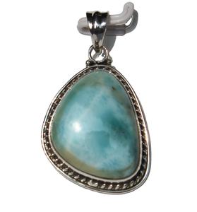 Bezel Setting Designer Fancy Larimar Sterling Silver <b>Necklace</b> 925 Wrap Unisex Pendant Piedras Naturales Healing Crystal <b>Stones</b> - Product Image 5