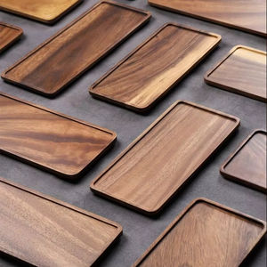 Wholesale Custom <b>Large</b> Small Size Rustic Brown Round Walnut Wood Serving Food <b>Tray</b> with Handles SARVING <b>TRAYS</b> NATURAL - Product Image 1