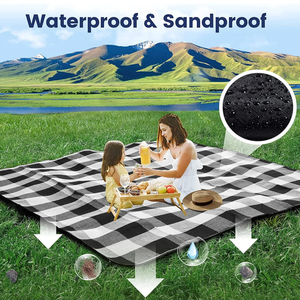 Manta de <span class=keywords><strong>Picnic</strong></span> Portátil a Cuadros, Impermeable y Plegable, con Correa de Transporte de Cuero PU para Playa, <span class=keywords><strong>Parque</strong></span>, Camping, Viajes al Aire Libre - Product Image 3
