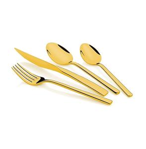 Juego de cubiertos de metal chapado en oro popular con mango simple para bodas y juegos de cubiertos de mesa para comer comida de hotel en casa - Product Image 5