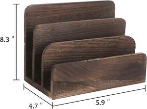 File Holder for <b>Desk</b> Wood Paper <b>Organizer</b> Rustic <b>Desk</b> <b>Organizer</b> Mail Sorter for Desktop for Counter Letter <b>Organizer</b> - Product Image 2