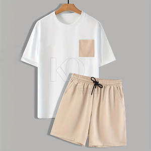 Ensemble T-shirt et short d'été pour homme 100% coton léger à séchage rapide conçu pour les activités quotidiennes en plein air décontractées - Product Image 2