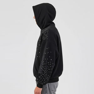 Sweat à capuche en polaire lourd de qualité supérieure avec logo personnalisé, strass, double capuche, taille plus, sweat à capuche pour hommes - Product Image 5