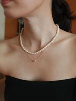 Kalung Mutiara Air Tawar Barok Minimalis Modern dengan Batu Alam, Rantai Berlapis Emas, Perhiasan Batu Permata untuk Hadiah
