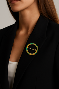 เข็มกลัดวงกลมเงินสเตอร์ลิงทำด้วยมือเข็มกลัดพลอยสีเงินแท้925สำหรับผู้ชายและผู้หญิง - Product Image 2