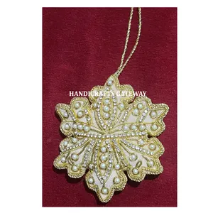 印度手工制作高品质迷人的星星造型设计扎里刺绣和串珠圣诞悬挂印度制造用于悬挂