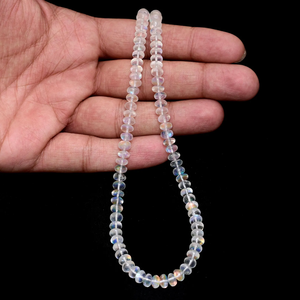 AAA New Find Madagascar Rainbow Moonstone 6mm Calibrado Smooth Rondelle Bead Malgache Moonstone Gemstone Bead Loose Bead para joyería - Product Image 4