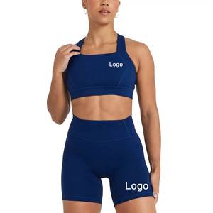Conjunto de Yoga de 2 piezas con logotipo personalizado para mujer, con Sujetador deportivo y pantalones cortos de gimnasio, verano 2023 - Product Image 1