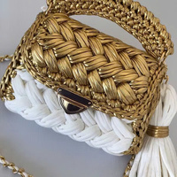 NOUVELLE COLLECTION 2026 – Pochette unisexe en crochet métallique, sacs à main décontractés de luxe tricotés avec détail nœud, doublure en coton, style vintage