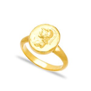 Bague vintage en médaillon plaqué or 22 carats Dainty vente en gros de bijoux en argent sterling 925 faits à la main bijoux artisanaux - Product Image 1