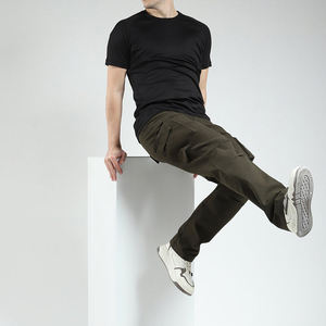 กางเกงคาร์โก้ผู้ชายแบบตรงมีกระเป๋าหลายใบมีหลายกระเป๋าใส่สบายกางเกงผู้ชายซักได้ - Product Image 6