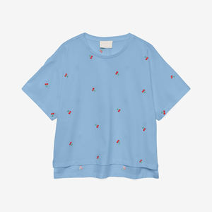 Camisetas transpirables ligeras con logotipo privado, camisetas de manga suelta con cuello redondo de Color sólido de alta calidad para mujer - Product Image 3