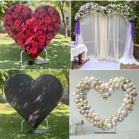Support de toile de fond en forme de cœur en tube d'aluminium de 6,5 pieds pour décoration de scène de mariage ou d'anniversaire