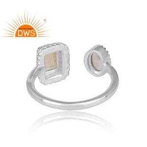 แหวนโอปอลและควอตซ์คริสตัลปรับได้แหวนเงินแท้จากเอธิโอเปียดีไซน์ล่าสุด - Product Image 4