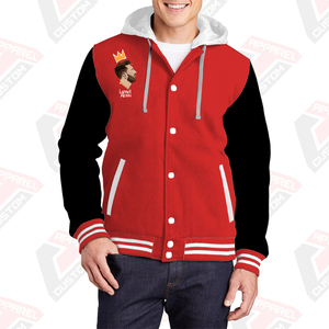 Men's Stylish Warm Varsity Jacket Hood 100% Cotton Fleece Embroidered Beaded Digital Printed Plain Dyed Winter Stonewashed - Product Image 5