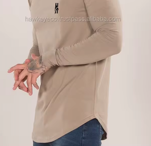 Camiseta de manga larga de verano de Color Beige para hombre 2025, camiseta sólida para hombre - Product Image 4