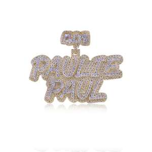 Amarillo Blanco Ice Out VVS Moissanite Colgante Diamantes de corte redondo Hip Hop Joyería Colgante para hombres Plata de Ley 925 - Product Image 6