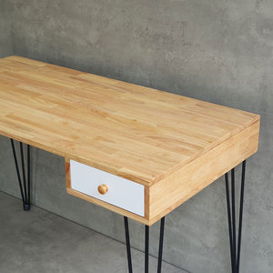 Bureau d'ordinateur en bois de caoutchouc 120x60cm avec tiroirs et pieds en fer à chevrons, garantie 12 mois BD68111 - Product Image 6