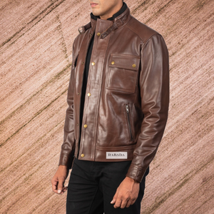 แจ็กเก็ตหนังสไตล์แฟชั่นแท้สำหรับผู้ชาย/2023แจ็กเก็ตหนังแท้สำหรับผู้ชาย - Product Image 6