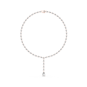 Collier de luxe pour femme en or rose 10 carats avec perle de culture en forme de poire, larme de lune - Product Image 1