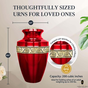 โกศบรรจุอัฐิสีแดงทอง สไตล์ยุโรปอเมริกัน เป็นมิตรกับสิ่งแวดล้อม ทนทาน ออกแบบได้ตามต้องการ สำหรับงานศพ ขนาด 10 นิ้ว - Product Image 4