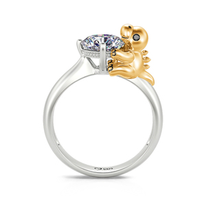 Jeulia Hug Me Little Stegosaurus Dinosaur <b>Ring</b> Round Cut Sterling Silver with Zircon - Product Image 1