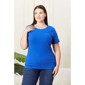 T-shirt col rond grande taille bleu sax - Product Image 1