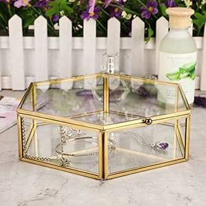 Boîte à bijoux en verre métallique antique haut de gamme avec doublure en velours sophistiquée, parfaite pour l'organisation et la décoration de bijoux - Product Image 6