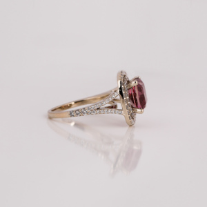 Custom Pink <b>Cushion</b> Cut Lab Grown Diamond Double Halo 14KT Solid Gold Jewelry Latest Design Bling Engagement Ring for Girl - Product Image 6