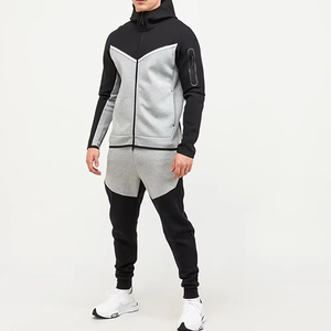 Ensemble de jogging deux pièces pour homme, survêtement en polyester, molleton technique, sweat à capuche zippé intégral, pantalon de jogging - Product Image 1