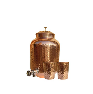 Pot d'eau en cuivre avec verre pour avec support en laiton Chambre à coucher Utilisation Verres avec couvercle meilleure qualité pcs - Product Image 6