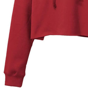 Sudadera con capucha recortada de color sólido personalizada, sudadera informal holgada con capucha con cordón para unisex - Product Image 4